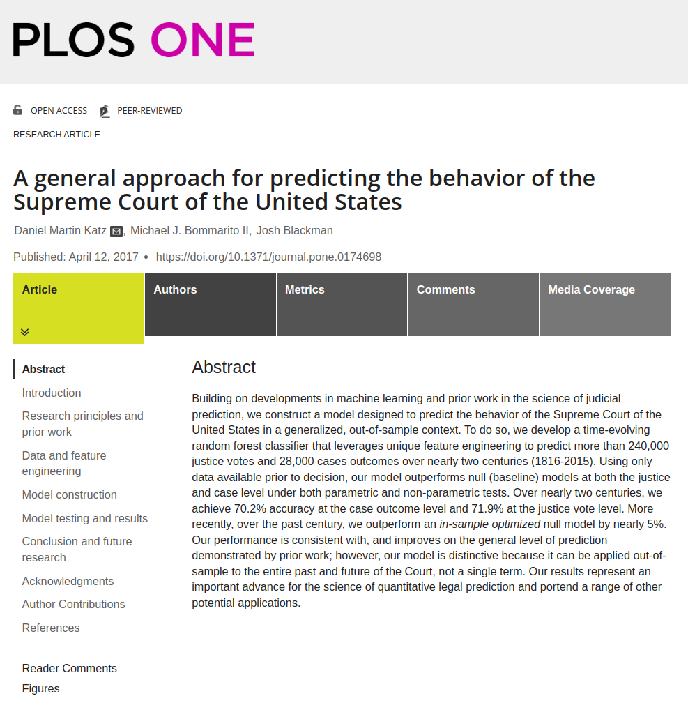 Research on Supreme Court prediction